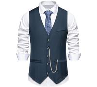 Miaikvs Lässige Anzugweste für Herren, ärmellos, V-Ausschnitt, für Hochzeit und Geschäftsfeier oder tägliches Outfit, M107 Marineblau, XXL