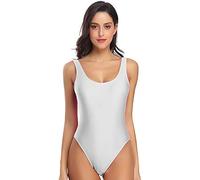 Miaiulia, Damen-Badeanzzug im Retro-Stil der 80er/90er Jahre, hoch geschnitten, tiefer Rücken, Einteiler, Bademode - - Medium