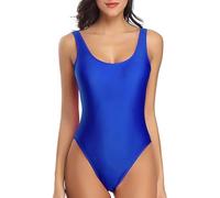 Miaiulia, Damen-Badeanzzug im Retro-Stil der 80er/90er Jahre, hoch geschnitten, tiefer Rücken, Einteiler, Bademode - - Small