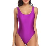 Miaiulia, Damen-Badeanzzug im Retro-Stil der 80er/90er Jahre, hoch geschnitten, tiefer Rücken, Einteiler, Bademode - - Small