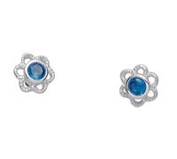 Miamar 01.KS133B Mädchen Ohrstecker Blume Silber Zirkonia blau