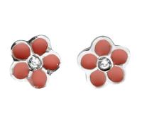 Miamar KI55 Mädchen Ohrstecker Blume rosa 14 Karat (585) Weiß Gold
