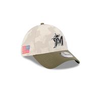 Miami Marlins 2025 MLB Armed Forces New Era 39THIRTY Flex Cap Beige - M/L