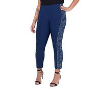 MIAMODA Damen große Größen Übergrößen Plus Size Bengalin-Hose, elastischer Slim Fit, Metallic-Druck dunkelblau 48 834011750-48