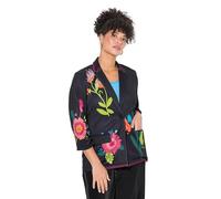 MIAMODA Damen große Größen Übergrößen Plus Size Blazer, Classic Fit, Scuba, Blüten-Muster schwarz 54 838785100-54