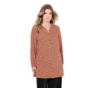 MIAMODA Damen große Größen Übergrößen Plus Size Bluse, A-Linie, Leomuster, Saum-Volant, Langarm orange 50 836773650-50