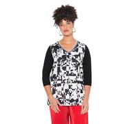 MIAMODA Damen große Größen Übergrößen Plus Size Blusenshirt, A-Linie, Satin mit Muster, Jerseyrücken schwarz 50 839089100-50