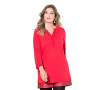MIAMODA Damen große Größen Übergrößen Plus Size Blusenshirt, Straight Fit, Ausschnitt mit Chiffon neon rot 42 836156520-42