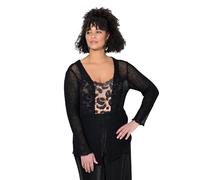 MIAMODA Damen große Größen Übergrößen Plus Size Jacke, elastischer Slim Fit, Löcher, Wellenkanten schwarz 54+ 840092100-54+