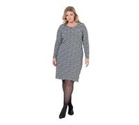 MIAMODA Damen große Größen Übergrößen Plus Size Jacquardkleid, A-Linie, gestricktes 3D-Grafikmuster graubeige 50 847317307-50