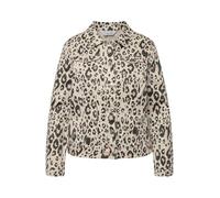 MIAMODA Damen große Größen Übergrößen Plus Size Jeansjacke, Leo-Muster, Hemdkragen, Langarm Dunkles kitt 50 832899300-50