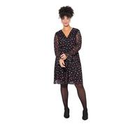 MIAMODA Damen große Größen Übergrößen Plus Size Kleid, A-Linie, Mesh mit Alloverdruck, Langarm schwarz 50 837189100-50