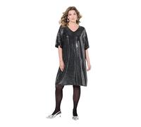 MIAMODA Damen große Größen Übergrößen Plus Size Kleid, A-Linie, Pailletten-Optik, 3/4-Ärmel Silber 46 836334131-46