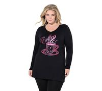 MIAMODA Damen große Größen Übergrößen Plus Size Langarmshirt, Pailletten-Motiv, Langarm schwarz 50 845441100-50