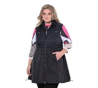 MIAMODA Damen große Größen Übergrößen Plus Size Long-Steppweste, Stepp und Web, 2-Wege-Zipper schwarz 50 840157100-50
