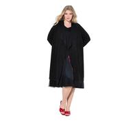 MIAMODA Damen große Größen Übergrößen Plus Size Mantel, Lange A-Linie, offene Form, Reverskragen schwarz 52 843152100-52