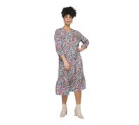 MIAMODA Damen große Größen Übergrößen Plus Size Maxikleid, A-Linie, Blütenmuster, V-Ausschnitt, 3/4-Ärmel Multicolor 54 832069900-54