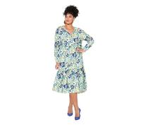 MIAMODA Damen große Größen Übergrößen Plus Size Maxikleid, A-Linie, Blumenmuster, Volant Offwhite 50 839386200-50