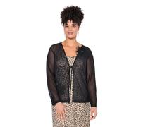 MIAMODA Damen große Größen Übergrößen Plus Size Mesh-Jacke, A-Linie, Bindeband schwarz 56 839970100-56