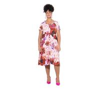 MIAMODA Damen große Größen Übergrößen Plus Size Midi-Jerseykleid, A-Linie, Allover-Print, Carmen-Ausschnitt rot 54 840580535-54
