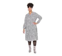MIAMODA Damen große Größen Übergrößen Plus Size Midikleid, Zebramuster, Saumvolants schwarz 46 837262100-46