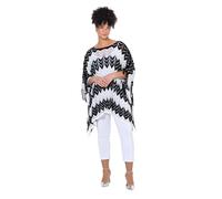 MIAMODA Damen große Größen Übergrößen Plus Size Poncho, Oversized, Zackenstrick mit Glitzer schwarz 58-64 840120100-3+