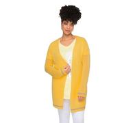 MIAMODA Damen große Größen Übergrößen Plus Size Strickjacke, Glitzer-Bündchen, offene Form, Langarm Zitrone 52+ 831511600-52+
