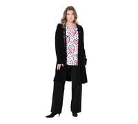 MIAMODA Damen große Größen Übergrößen Plus Size Strickjacke, längere A-Linie, Strukturmix, Wellensaum schwarz 54+ 839282100-54+