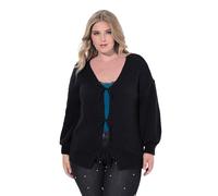 MIAMODA Damen große Größen Übergrößen Plus Size Strickjacke, Loose Fit, Schleifenverschluss schwarz 50+ 845334100-50+