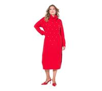 MIAMODA Damen große Größen Übergrößen Plus Size Strickkleid, Rhombenstruktur, Zierperlen, Langarm neon rot 46+ 836030520-46+