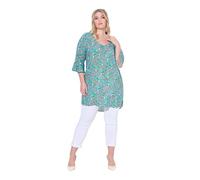 MIAMODA Damen große Größen Übergrößen Plus Size Tunika, A-Linie, Alloverdruck, 3/4-Ärmel helles mintgrün 46 837100701-46