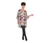 MIAMODA Damen große Größen Übergrößen Plus Size Tunika, A-Linie, Alloverdruck, 3/4-Ärmel schneeweiß 52 837100200-52
