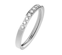 Mianova Damen Ring Edelstahl Bandring Damenring Verlobungsring Ehering mit Kristallen Größe 60 (19.1) Silber