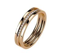 Mianova Damen Ring Edelstahl Dreireihig mit Kristallen Strass Glitzer Steinen Damenring Memoire Eternity Memory Mehrreihig Trauring Verlobungsring Fingerring Rosegold Größe 51 (16.2)