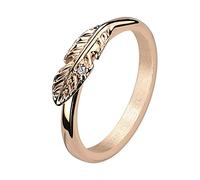 Mianova Damen Ring Edelstahl Rosegold Blatt mit einem Kristall Zirkonia Stein Damenring Solitärring Trauring Verlobungsring Fingerring Rose Gold vergoldet Größe 49 (15.6)