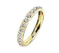 Mianova Damen Ring Titan mit vielen Glitzer Kristallen Steinen Damenring Memory Band Bandring Ewigkeitsring Trauring Verlobungsring Fingerring Gold Größe 60 (19.1)