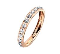 Mianova Damen Ring Titan mit vielen Glitzer Kristallen Steinen Damenring Memory Band Bandring Ewigkeitsring Trauring Verlobungsring Fingerring Rosegold Größe 57 (18.1)