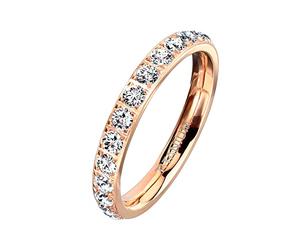 Mianova Damen Ring Titan mit vielen Glitzer Kristallen Steinen Damenring Memory Band Bandring Ewigkeitsring Trauring Verlobungsring Fingerring Rosegold Größe 60 (19.1)