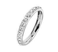 Mianova Damen Ring Titan mit Vielen Glitzer Kristallen Steinen Memory Band Bandring Ewigkeitsring Trauring Verlobungsring Fingerring Silber Größe 54 (17.2)