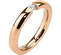 Mianova Damen Ring Verlobungsring Edelstahl mit weißem Kristall Stein in Diamant Form Damenring Trauring Rosegold Rose Gold Vergoldet Größe 58 (18.5)