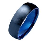 Mianova Herren Damen Band Ring Partnerring Edelstahl Verlobungsring Damenring Herrenring Matt Blau Größe 69 (22.0) Breit 6mm