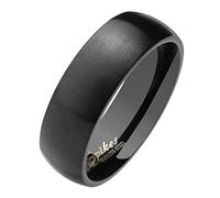 Mianova Herren Damen Band Ring Partnerring Edelstahl Verlobungsring Damenring Herrenring Matt Schwarz Größe 59 (18.8) Breit 6mm