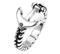 Mianova Siegelring Edelstahl Herrenring Damenring Partnerring Trauring Band-Ring Damen Herren mit Anker Symbol im Maritimen Seefahrt Silber Größe 69 (22.0)