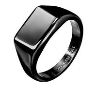 Mianova Siegelring Edelstahl rechteckig Herrenring Damenring Partnerring Trauring Verlobungsring Band Ring Damen Herren Breit modern Schwarz Größe 65 (20.7)