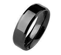 Mianova Unisex Band Ring Edelstahl Poliert Freundschaftsring Herrenring Damenring Partnerring Damen Herren Schwarz Größe 68 (21.6) 6mm Breit