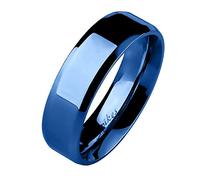 Mianova Unisex Band Ring Edelstahl Poliert Freundschaftsring Herrenring Damenring Partnerring Damen Herren Blau Größe 62 (19.7) 8mm Breit