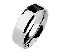 Mianova Unisex Band Ring Edelstahl Poliert Freundschaftsring Herrenring Damenring Partnerring Damen Herren Silber Größe 65 (20.7) 6mm Breit