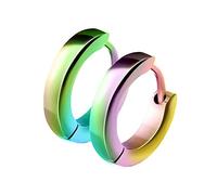 Mianova Unisex Creolen Edelstahl Damen Herren Klapp-Verschluss Schmale Ohrringe Huggie Kreolen Stecker Ohrstecker zum Klappen rund 2,5mm breit Rainbow