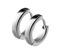Mianova Unisex Creolen Edelstahl Damen Herren Klapp-Verschluss Schmale Ohrringe Huggie Kreolen Stecker Ohrstecker zum Klappen rund 2,5mm breit Silber