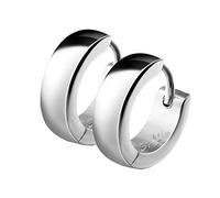 Mianova Unisex Creolen Edelstahl Damen Herren Klapp-Verschluss Schmale Ohrringe Huggie Kreolen Stecker Ohrstecker zum Klappen rund 4mm breit Silber